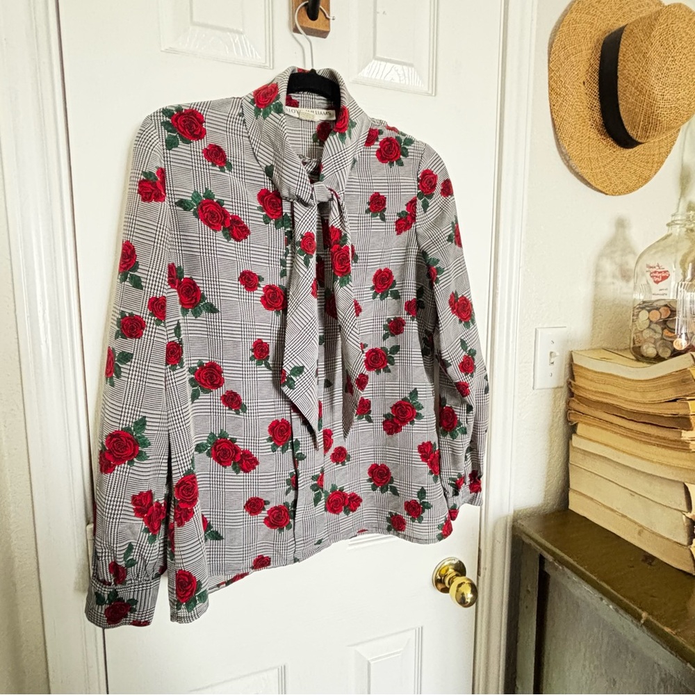 Rose and Houndstooth Blouse